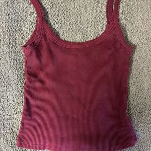 Women's Ribbed Burgundy Tank Top